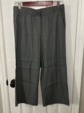J Jill Size S Small Linen Blend Cropped Pants Gray